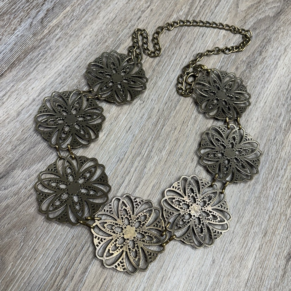 Vintage Medallion Chain Belt Waist Hip Metal Jewelry BOHO Chic 1980s - Picture 7 of 11